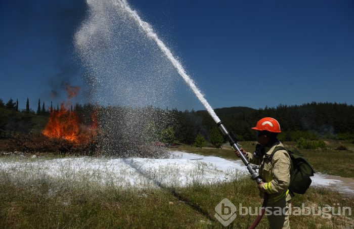 Bursa'da ormancılar en hızlı hortumu açabilmek için yarıştı 