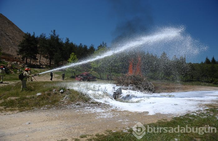 Bursa'da ormancılar en hızlı hortumu açabilmek için yarıştı 