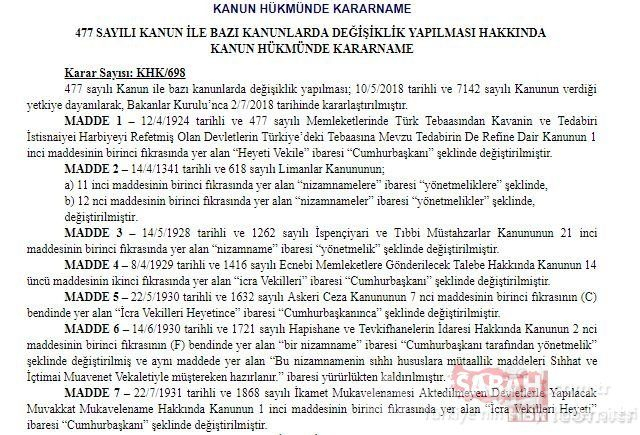Cumhurbaşkanlığı sistemi için yeni KHK yayımlandı