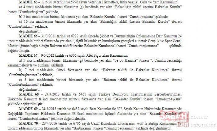 Cumhurbaşkanlığı sistemi için yeni KHK yayımlandı