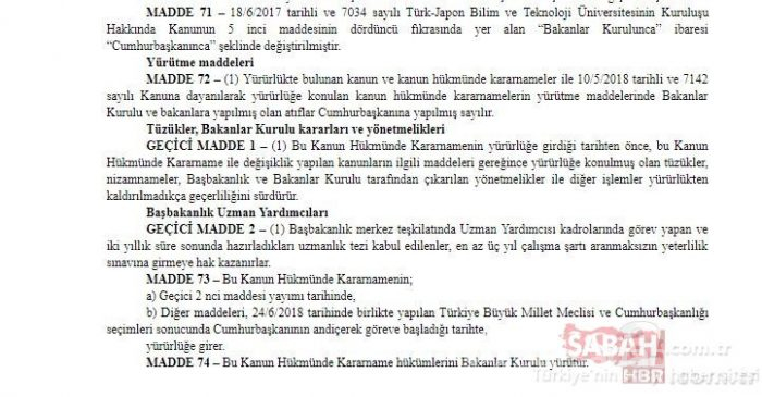 Cumhurbaşkanlığı sistemi için yeni KHK yayımlandı
