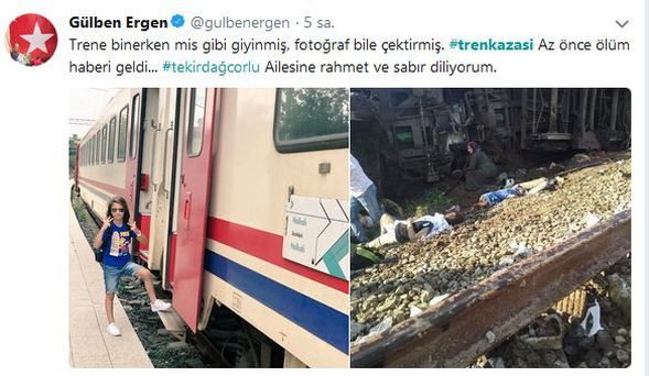 Ünlülerden tren kazası paylaşımı
