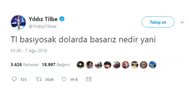 Yıldız Tilbe Dolar tweetleriyle sosyal medyayı salladı 