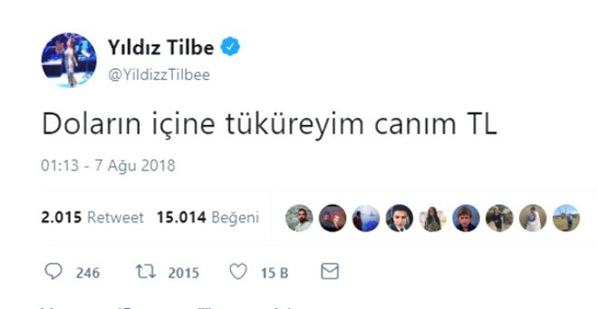 Yıldız Tilbe Dolar tweetleriyle sosyal medyayı salladı 