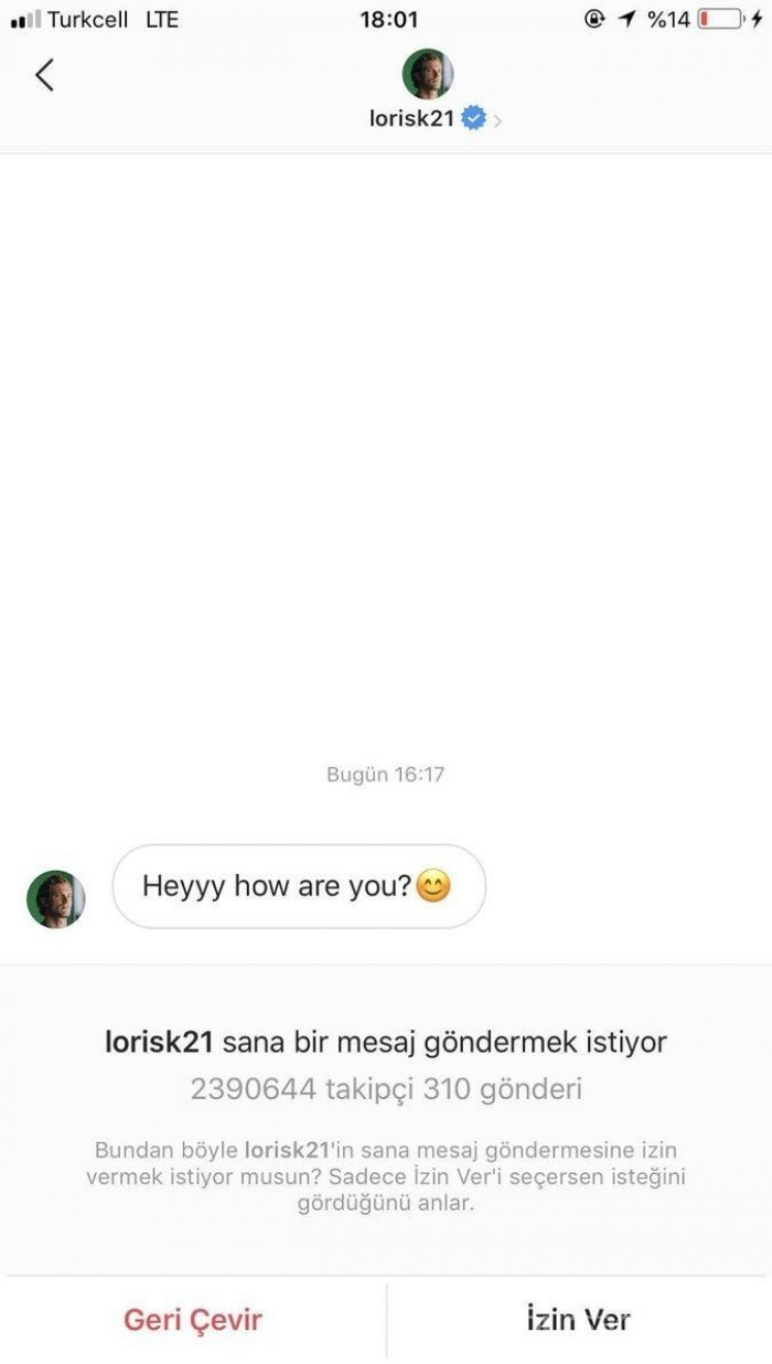 Loris Karius'tan Melis Ayça Değirmencioğlu'na mesaj