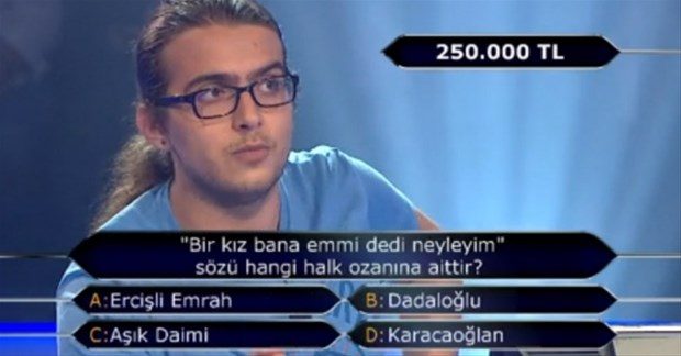 1 milyonluk soruyu gördü!