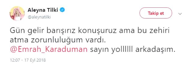 Ünlü şarkıcı Aleyna Tilki ile Emrah Karaduman barıştı
