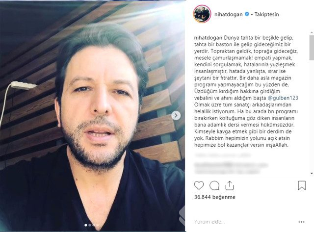 Nihat Doğan sanatçılardan özür diledi. Bir daha magazin programı yapmayacağım
