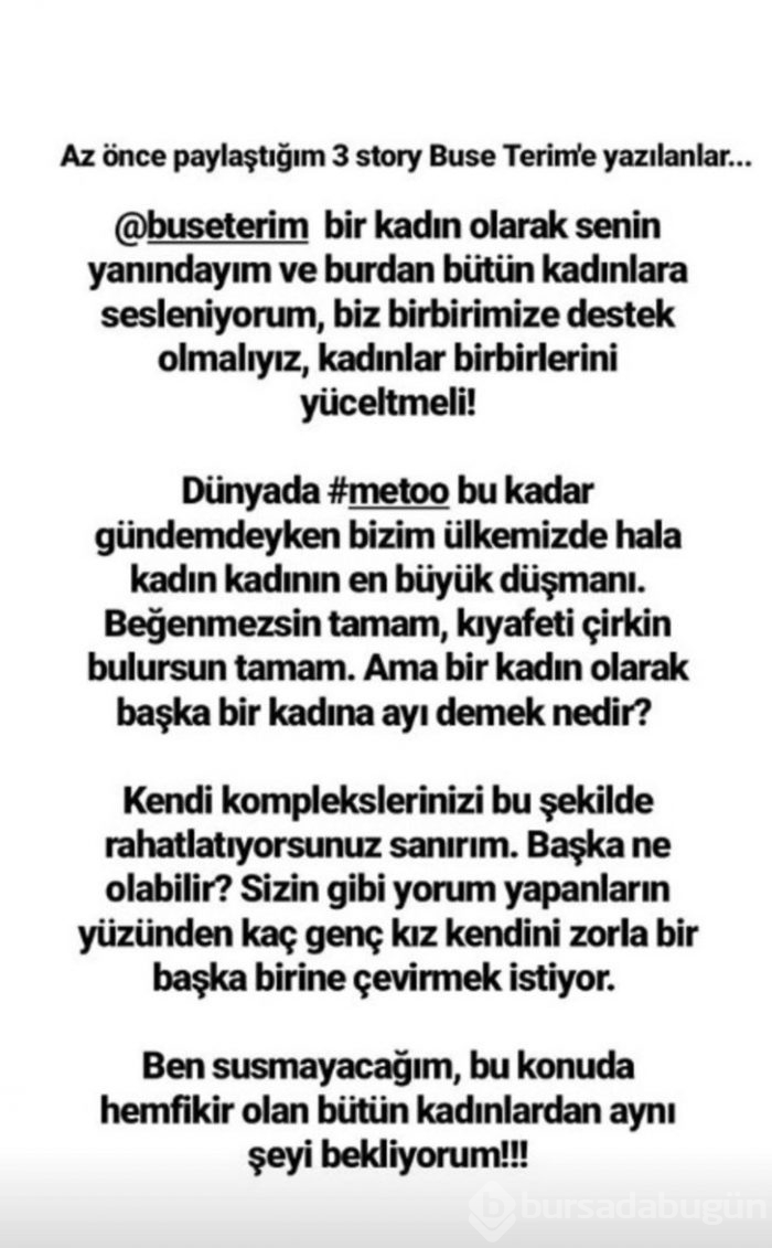 Buse Terim'e bir destek de Burcu Esmersoy'dan...
