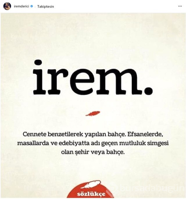 ''İrem Derici'' takipçilerine isminin konulma hikayesini paylaştı