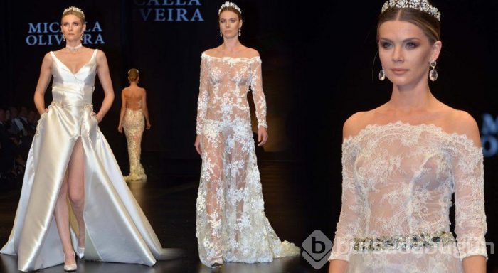Moda şovuna transparan gelinlik damgası