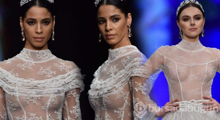 Moda şovuna transparan gelinlik damgası