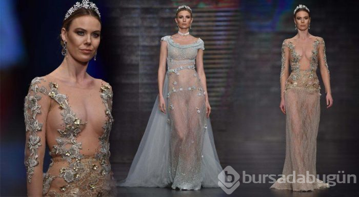 Moda şovuna transparan gelinlik damgası