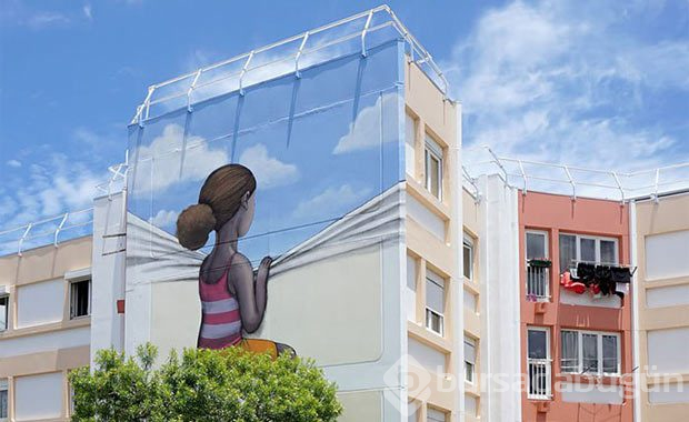 Sıkıcı binaları sanata dönüştürdü
