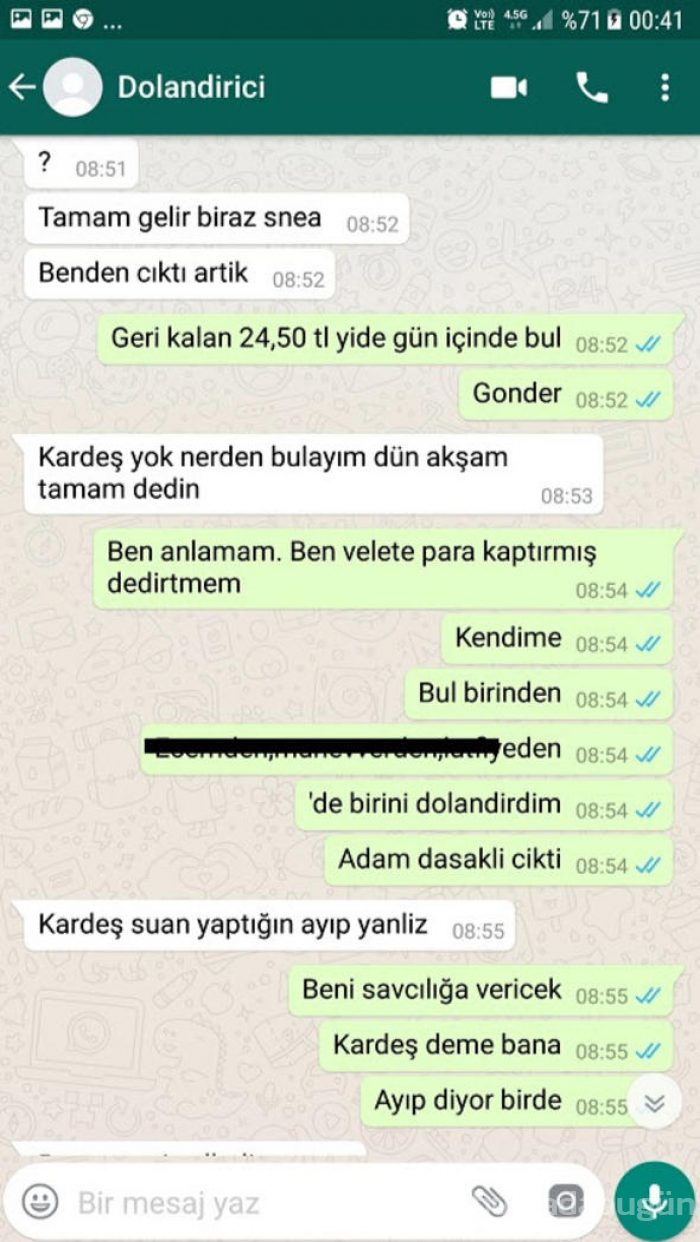 Dolandırıcıyı yakaladığını iddia etti, Whatsapp konuşmaları şaşkına çevirdi
