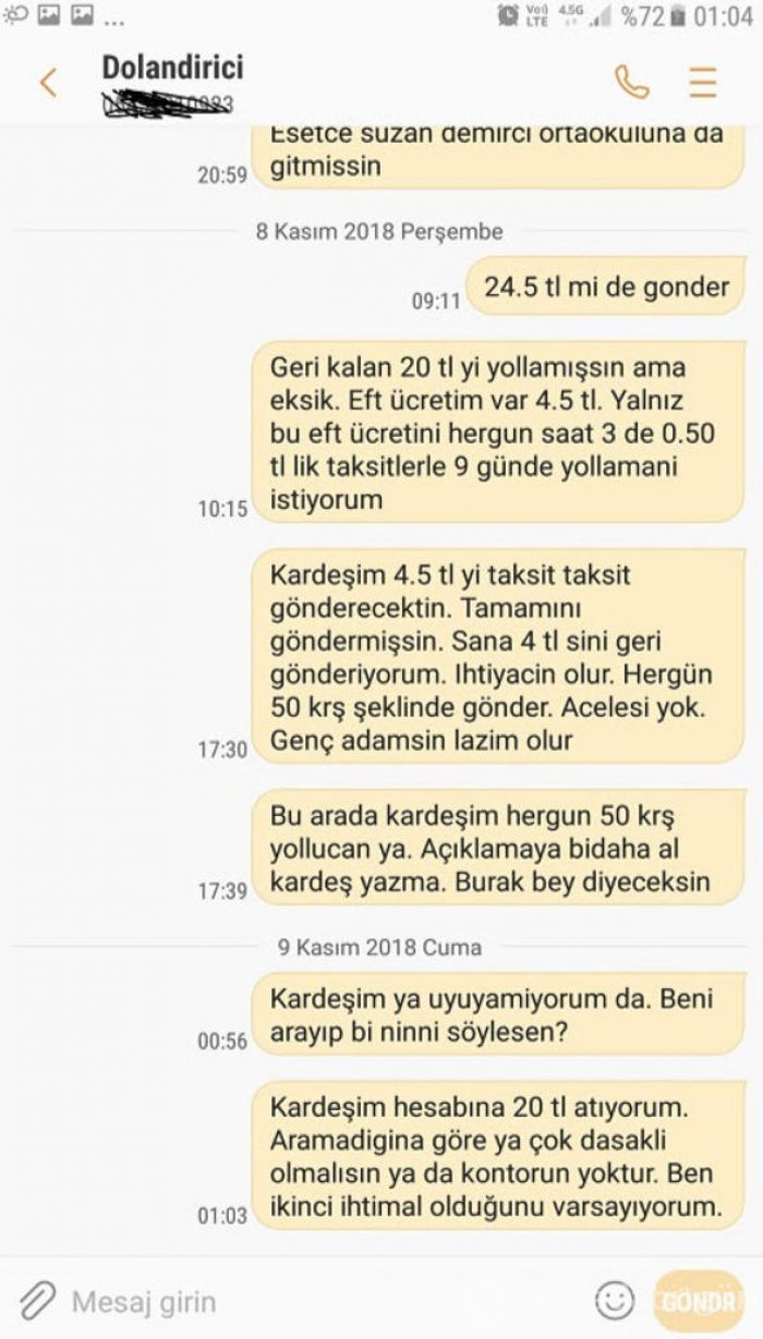 Dolandırıcıyı yakaladığını iddia etti, Whatsapp konuşmaları şaşkına çevirdi

