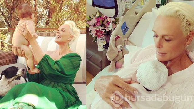 55'lik anne Brigitte Nielsen, 4 aylık bebeğiyle poz verdi
