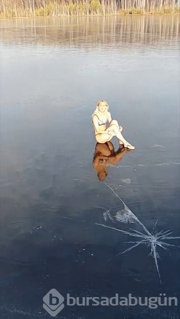Donmuş göle atlayan Rus kadın bacağını kırdı
