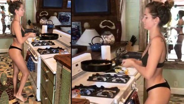 Ocak başında yemek pişiren ünlüler