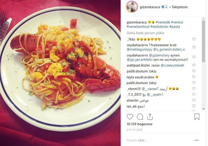 Ünlülerin Instagram'da lezzet paylaşımları