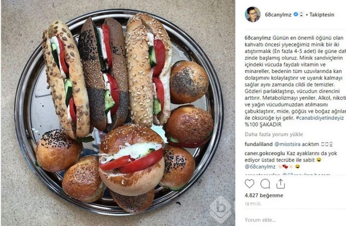 Ünlülerin Instagram'da lezzet paylaşımları