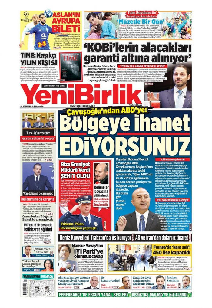 Günün gazete manşetleri - 12 Aralık 2018
