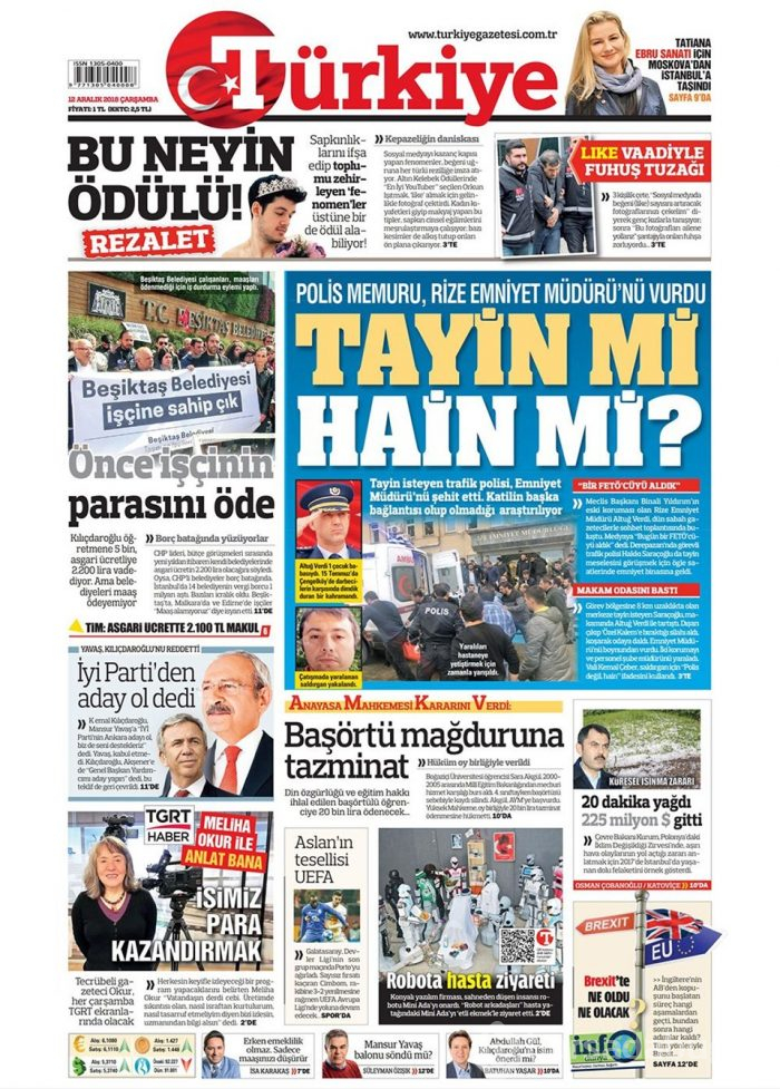Günün gazete manşetleri - 12 Aralık 2018