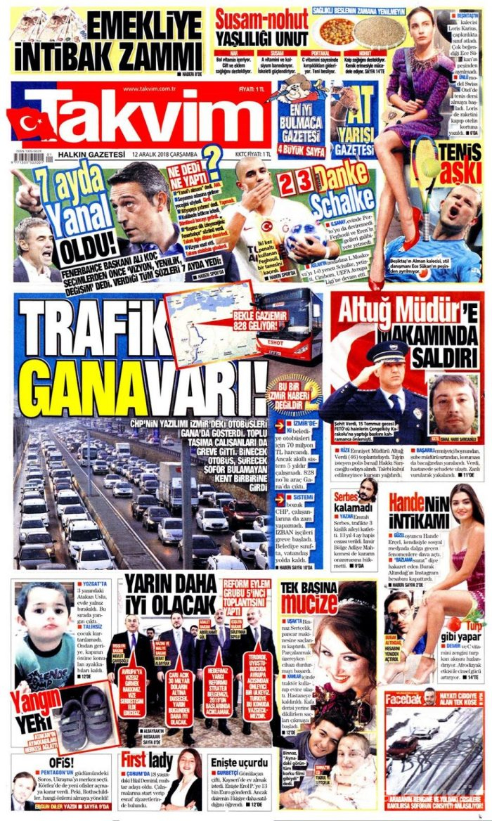 Günün gazete manşetleri - 12 Aralık 2018