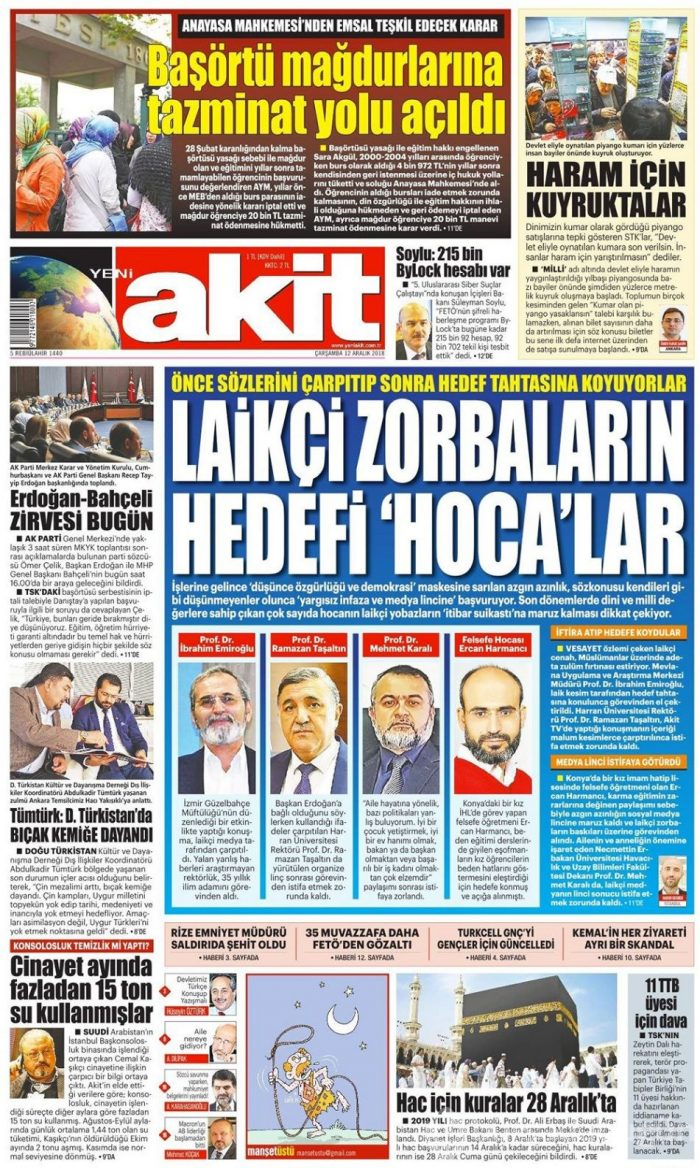 Günün gazete manşetleri - 12 Aralık 2018