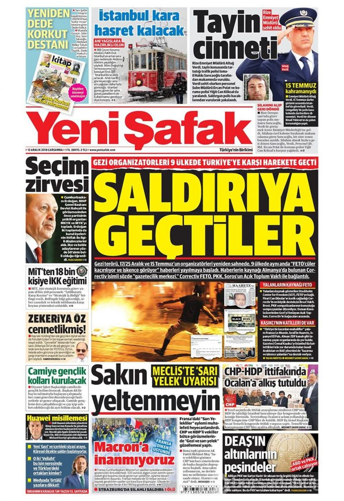 Günün gazete manşetleri - 12 Aralık 2018