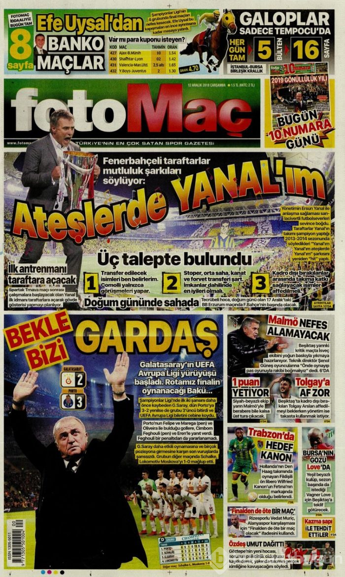 Günün gazete manşetleri - 12 Aralık 2018