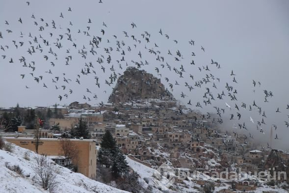 Kapadokya'da sis ve kar güzelliği...