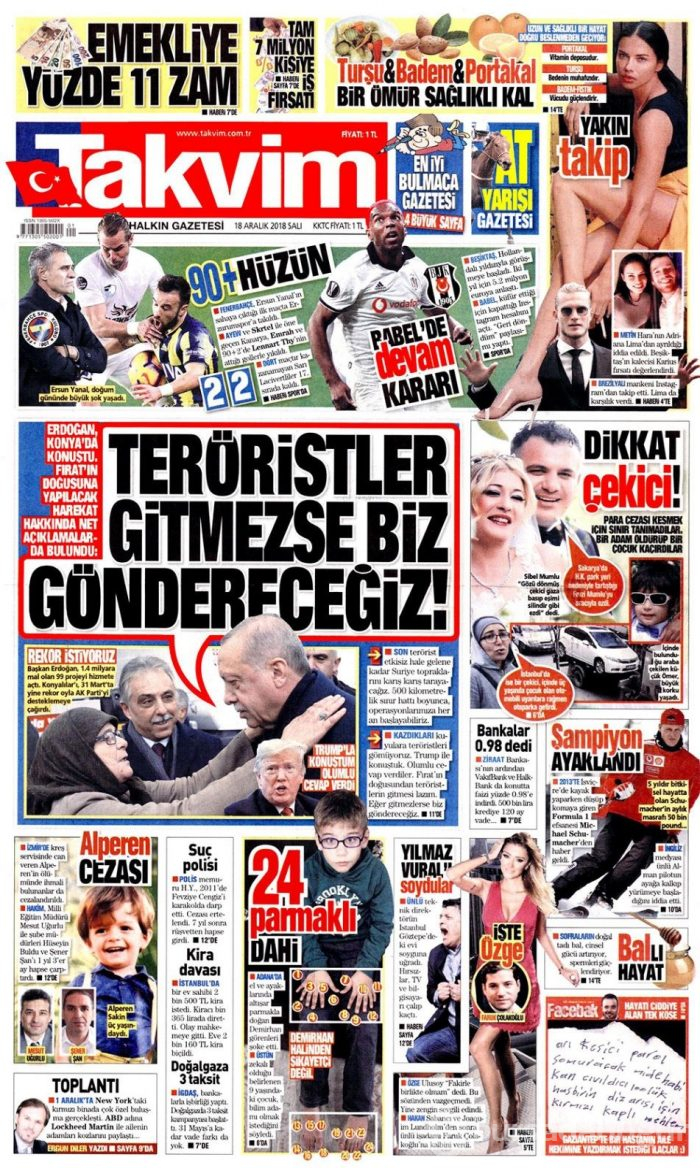 Günün gazete manşetleri - 18 Aralık 2018