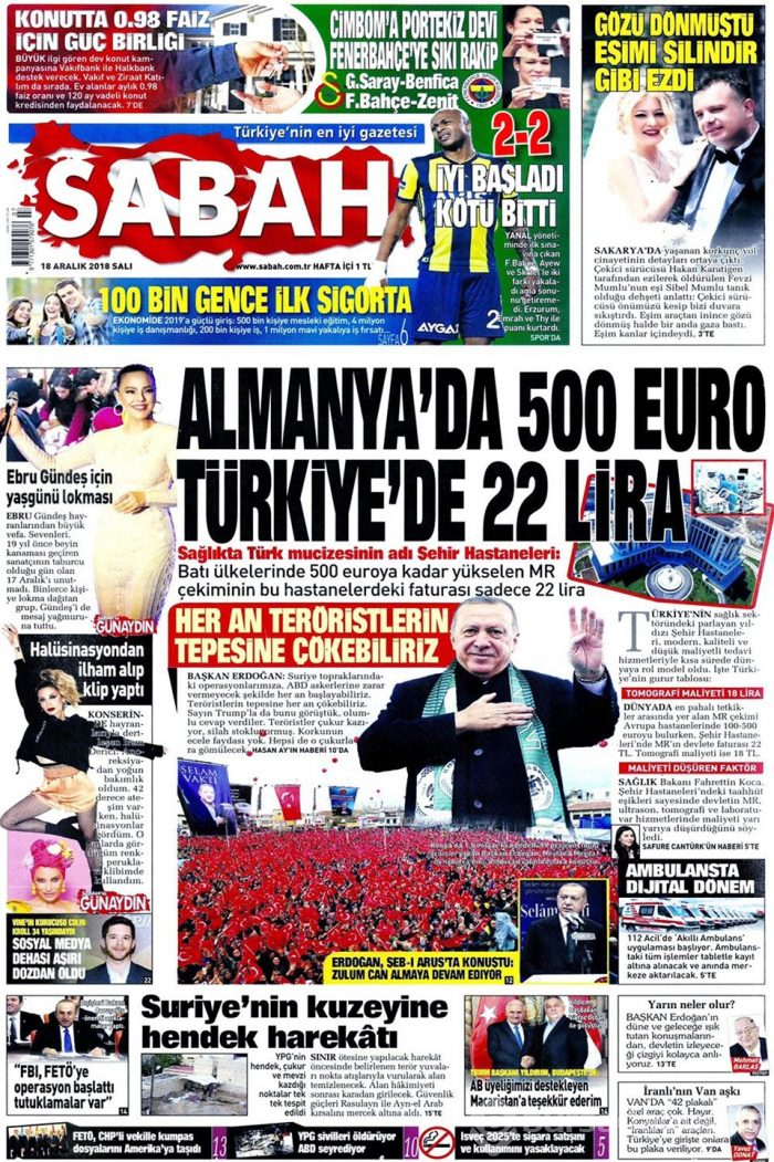 Günün gazete manşetleri - 18 Aralık 2018