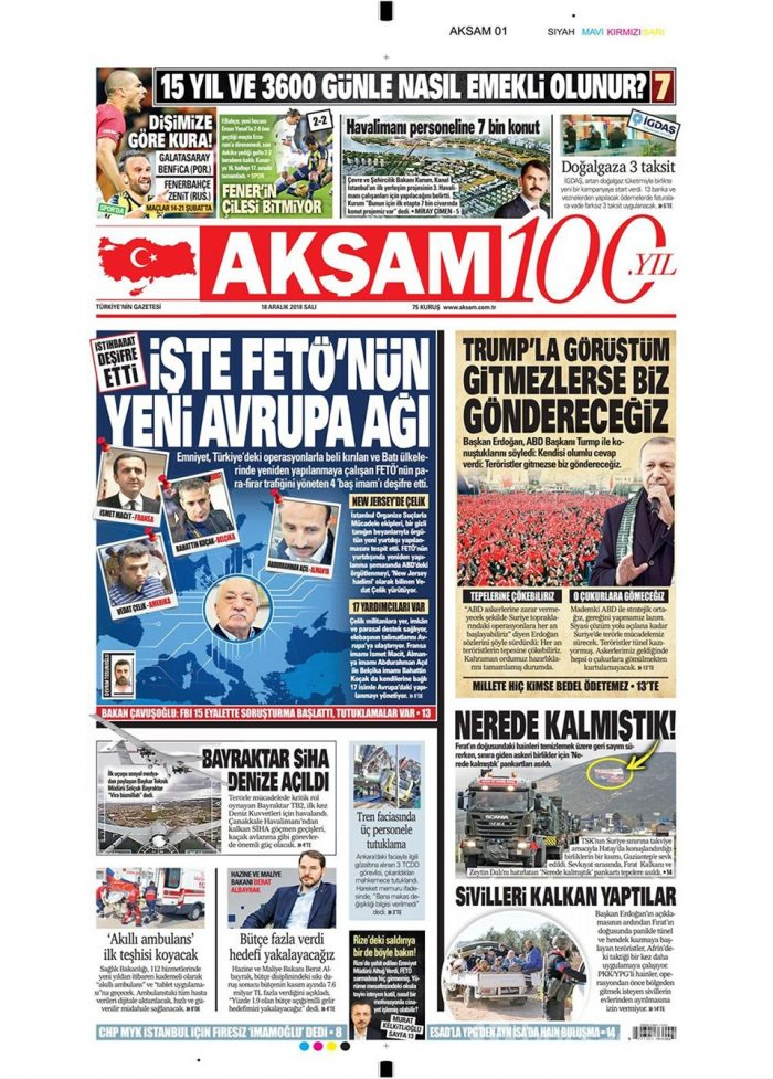 Günün gazete manşetleri - 18 Aralık 2018