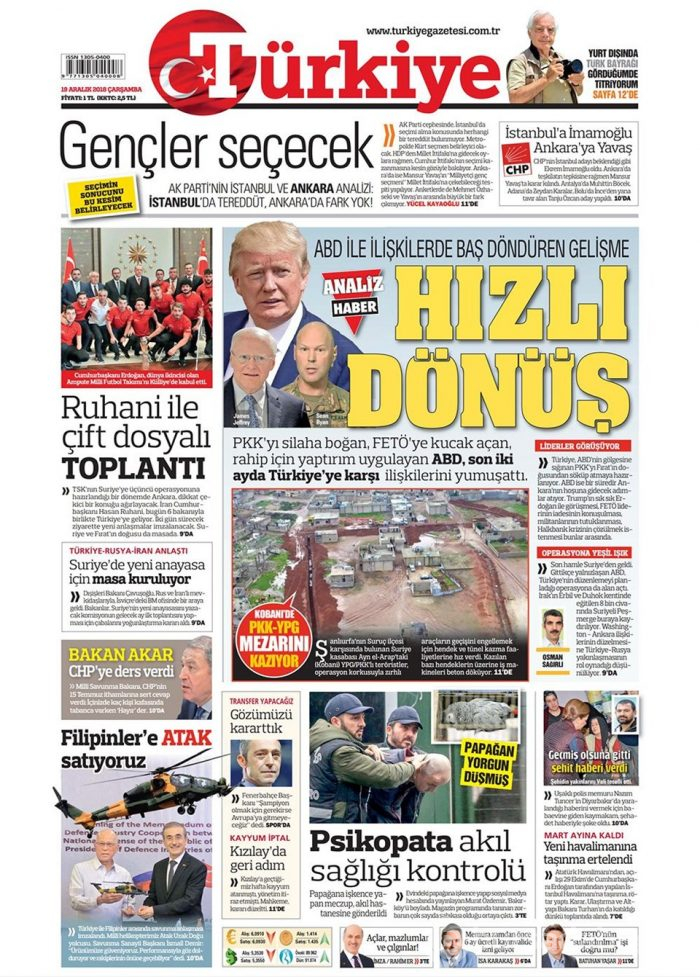 Günün gazete manşetleri 19 Aralık 2018