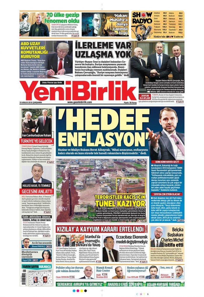 Günün gazete manşetleri 19 Aralık 2018