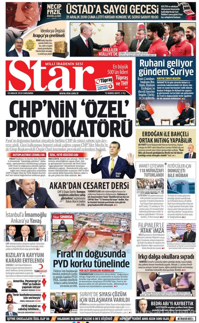 Günün gazete manşetleri 19 Aralık 2018
