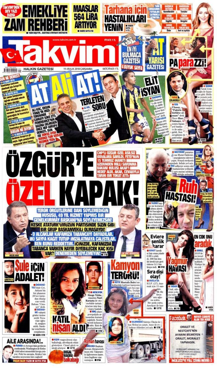 Günün gazete manşetleri 19 Aralık 2018