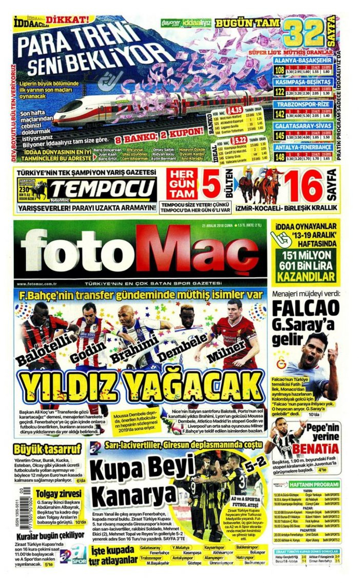 Günün gazete manşetleri 21 Aralık 2018