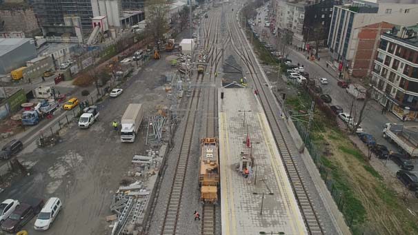 Gebze-Halkalı tren hattında son durum havadan görüntülendi

