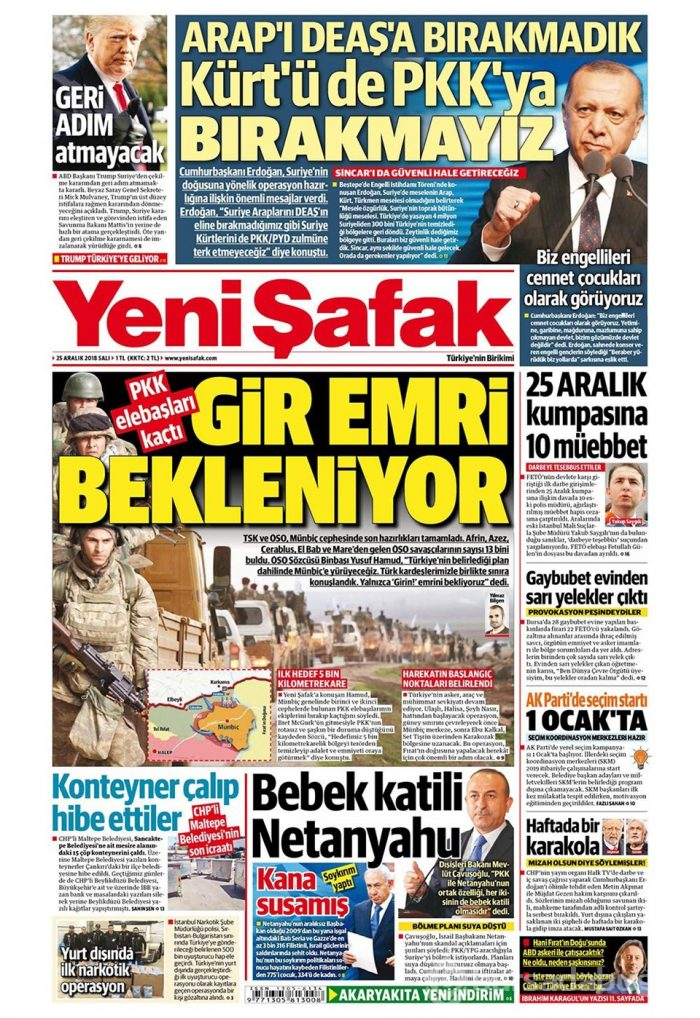 Günün gazete manşetleri - 25 Aralık 2018