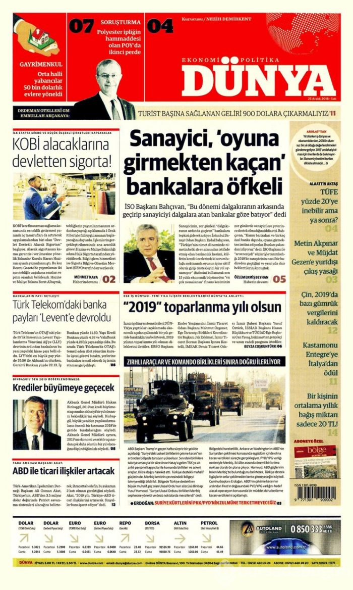Günün gazete manşetleri - 25 Aralık 2018
