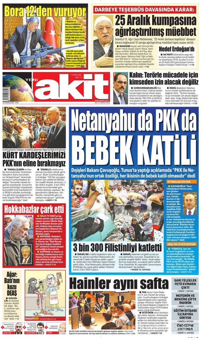 Günün gazete manşetleri - 25 Aralık 2018
