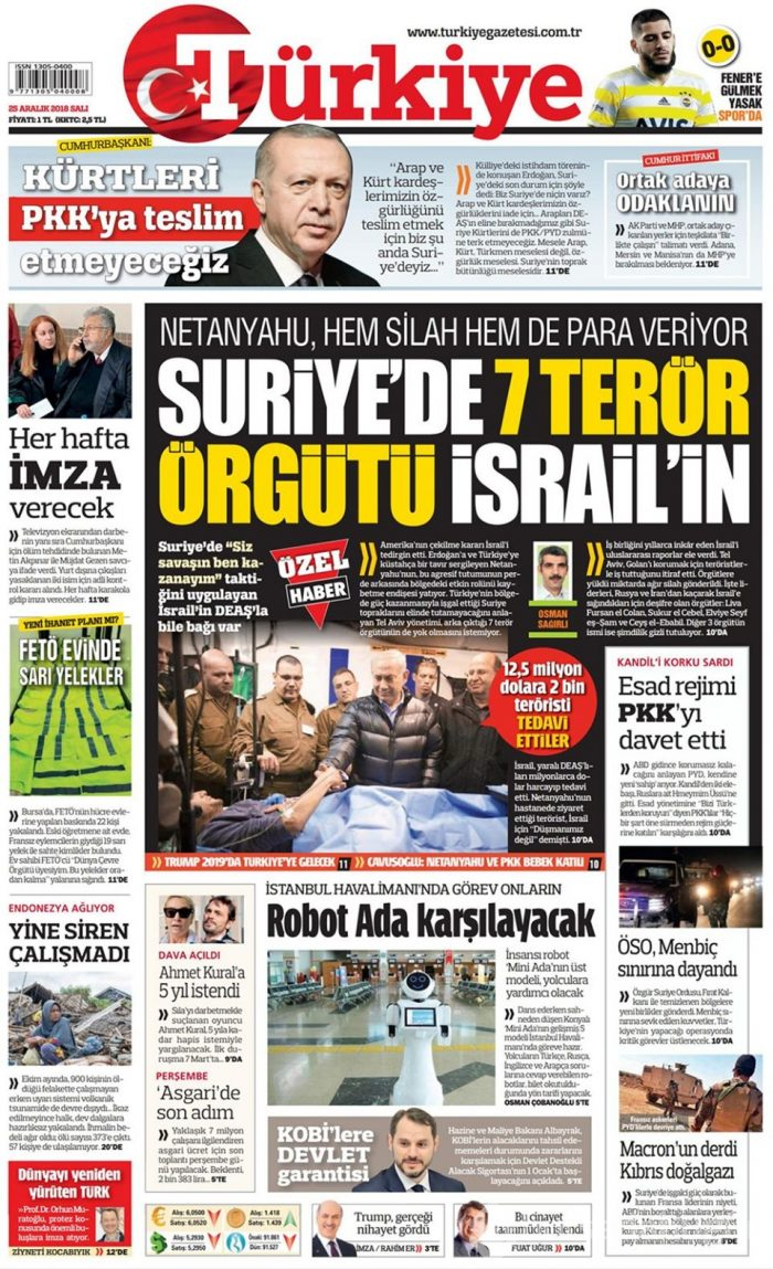 Günün gazete manşetleri - 25 Aralık 2018