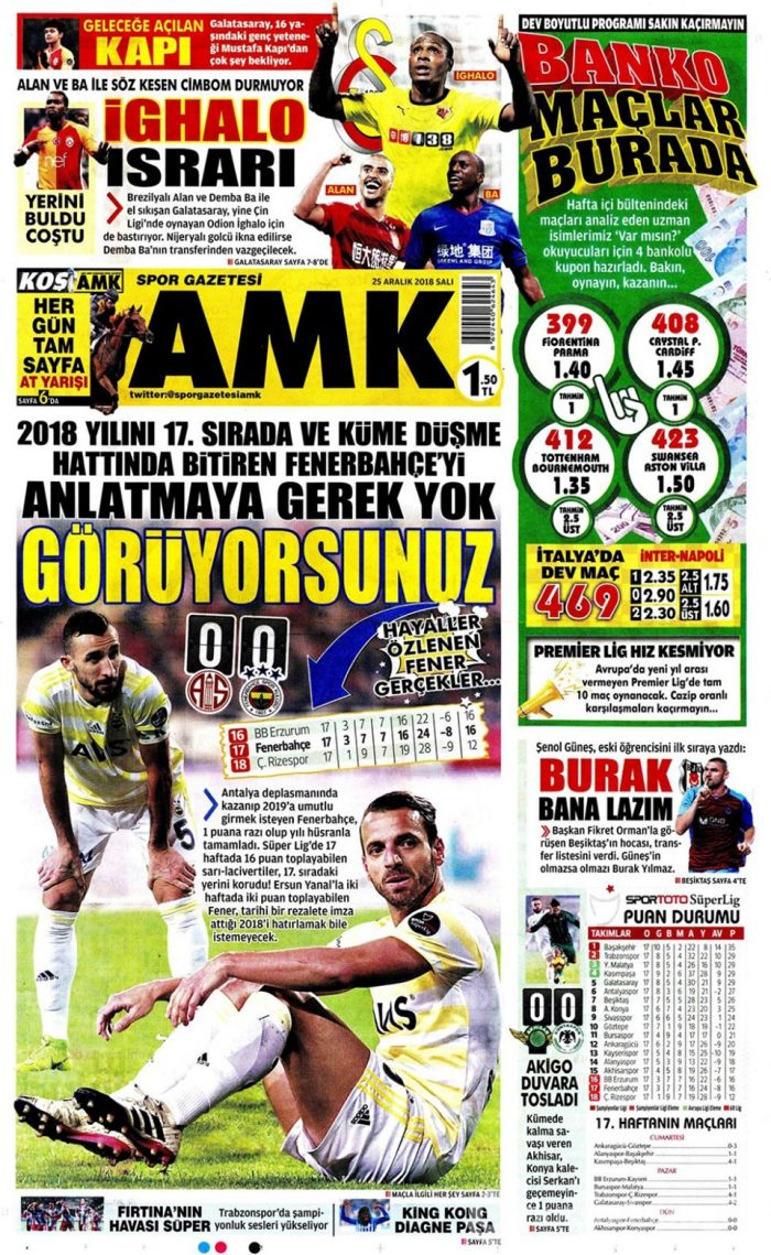 Günün gazete manşetleri - 25 Aralık 2018