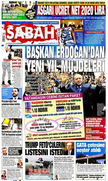 Günün gazete manşetleri - 26 Aralık 2018

