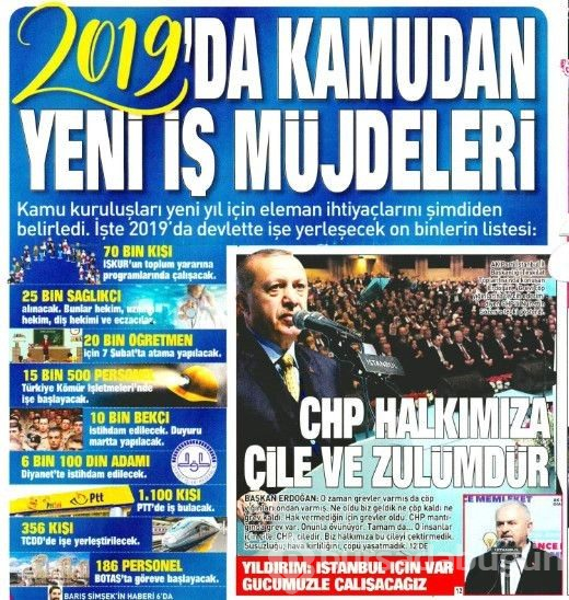 Günün gazete manşetleri - 31 Aralık 2018