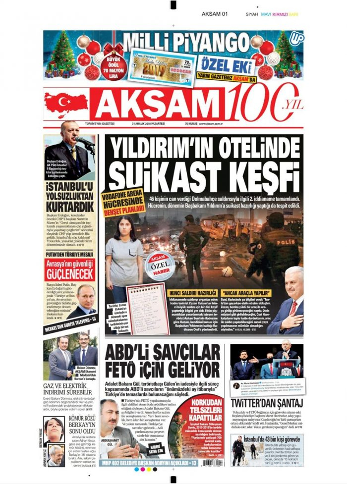 Günün gazete manşetleri - 31 Aralık 2018