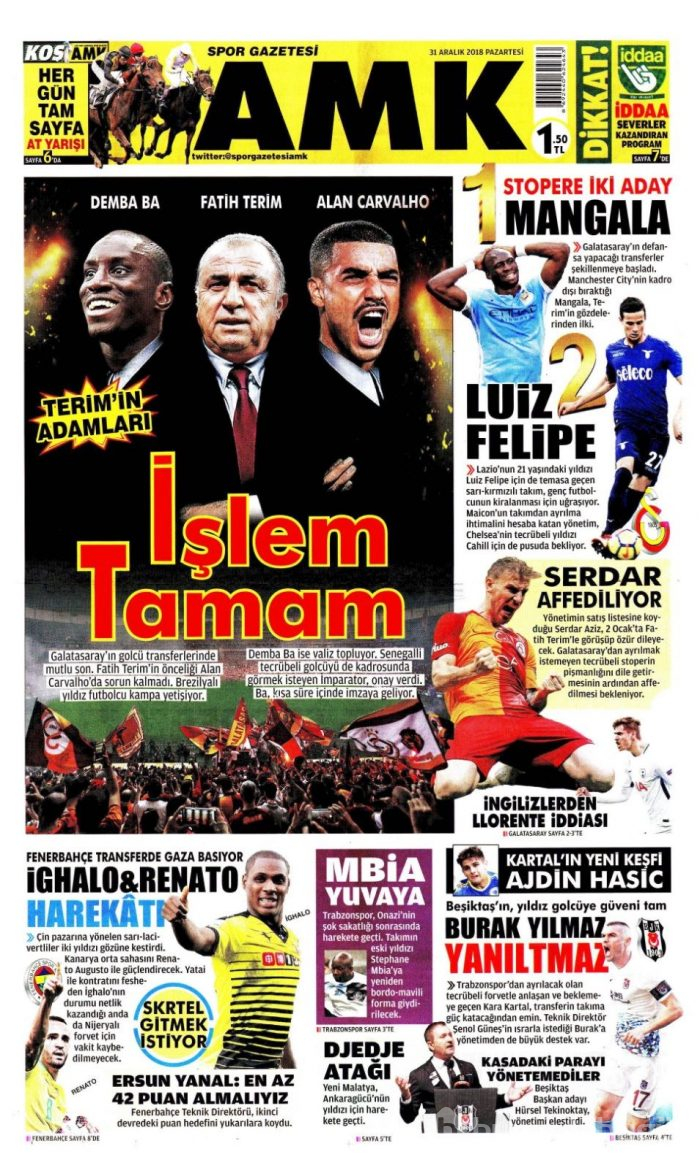 Günün gazete manşetleri - 31 Aralık 2018